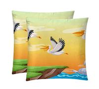 Pelican Flying on the Sky Lot de 2 housses de coussin carrées décoratives pour canapé, lit, chaise