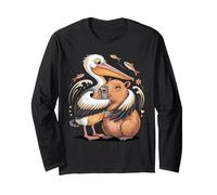 Pelican Hug Capybara Sea Bird Cute Lover Manche Longue