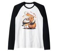 Pelican Hug Capybara Sea Bird Cute Lover Manche Raglan