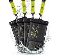 CASE-MATE Pelican Marine Lot de 4 Pochettes étanches IP68 (Taille Standard) - Coque Flottante et imperméable pour iPhone 14 Pro Max/13 Pro Max/12 Pro Max/S23 Ultra - Cordon Amovible, Noir/Jaune