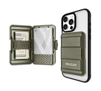 Pelican MagSafe - Portefeuille magnétique MIL-STD Robuste à Clipser pour iPhone et Porte-Cartes de téléphone | Étui Rigide Fin et Amovible pour iPhone Pro Max séries 15/14/13/12 | Vert OD