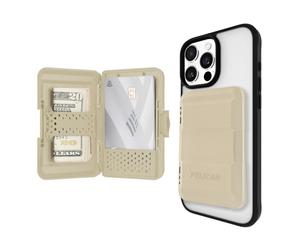 Pelican MagSafe Portefeuille magnétique MIL-STD Robuste à Clipser, Porte-Cartes de téléphone - Coque Rigide Fine et Amovible pour iPhone 16 Pro Max/15 Pro Max/14/13/12 Series - Marron désert