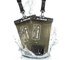 Pelican Marine lot de 2 - Coque / pochette de téléphone etanche IP68 pour smartphone (taille normale) coque etanche flottant pour iPhone 14 Pro Max/ 13 Pro Max/ 12 Pro/ iPhone 11/ S23 Ultra - Vert O.D