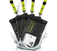 Pelican Marine Lot de 4 Pochettes flottantes étanches IP68 (Taille XL) - iPhone 15 Pro Max/14 Pro Max/13 Pro Max/12 Pro Max/S23 Ultra/Pixel 8 - Cordon Amovible - Noir/Jaune