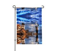 Pélican Oiseaux Bleu Ciel Imprimé Patio Jardin Drapeau Double Face Polyester Vertical Décor Cadeau de Vacances pour Porche et Cour