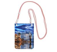 Pélican Oiseaux Bleu Mer Ciel Impression Mode Téléphone Portable Sac Universel Extérieur Poche Gadget Poche Convient à Tout Téléphone, rose, Taille unique