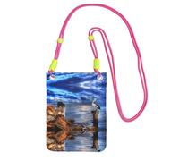 Pélican Oiseaux Bleu Mer Ciel Impression Mode Téléphone Portable Sac Universel Extérieur Poche Gadget Poche Convient à Tout Téléphone, Fuchsia, Taille unique