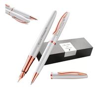 pelican Pelikan Set d'écriture Jazz® Noble Elegance K/P36 Stylo à Bille et Stylo Plume avec Gravure Cadeau - Stylos Uniques avec nom - Cadeaux personnalisés (Nacre Blanc)