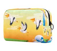 Pelican Trousse de toilette pour femme Motif volant sur le ciel Grand sac de rangement pratique avec fermeture éclair, multicolore, 18.5x7.5x13cm/7.3x3x5.1in, Trousse de toilette