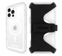 Pelican Voyager iPhone 16 Pro Max Case [Compatible with MagSafe] Rugged Phone Case w/ 18ft Military-Grade Drop Protection - Heavy Duty Phone Cover w/Belt Clip Holster for iPhone 16 Pro Max - Clear