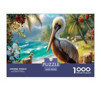 PélicanPuzzle 1000 Pièces Educa Jouet en Bois Jeu D'Intelligence Décoration Intérieure Plage côtière Jeu Éducatif Challenge Toy Adultes & Enfants des 14 Ans 70x50cm/1000pcs