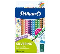 Pelikan 12 Crayons De Couleur Silverino, Triangulaire, Épais