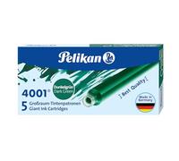 Pelikan 300070, cartouches d'encre 4001, etui avec 5 cartouches GTP, vert foncé