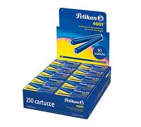 Pelikan 310748A Lot de 250 Cartouches d'encre 4001 pour Stylo-Plume GTP5 5 Grandes Cartouches Bleu Roi
