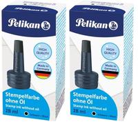 Pelikan 351197 Encre à tampon encreur sans huile 28 ml (Noir) (Lot de 2)