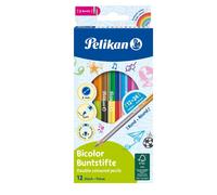 Pelikan 700146 12 Bicolor with All Coloured Pencil Crayons, 24 Colors, Round wit