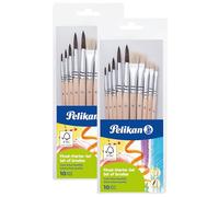 Pelikan 700405 Lot de 2 Pinceaux de Démarrage Avec 5 à Poils et 5 à Poils Beige