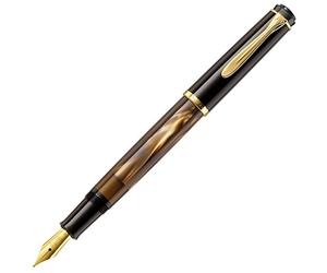 Pelikan 808828 Classic M200 Fine-Writing Pelikan Stylo plume à piston Marron marbré Plume B dans une boîte pliante