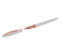 Pelikan 821681 Jazz Noble Stylo-plume en nacre (blanc) pour droitiers et gauchers - Élégant stylo à cartouche en métal - Plume M dans une boîte pliante - Blanc