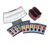 Pelikan boîte de 24 aquarelles d'étude 725 D/24 avec 2 gobelets et palette de mélange