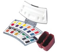 Pelikan Boîte De Couleurs Aquarelles D'Études 725 D/24, 24 Couleurs, 2 Gobelets À Eau, avec Palette Mélange (807727/721894)