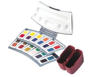 Pelikan Boîte De Couleurs Aquarelles D'Études 725 D/24, 24 Couleurs, 2 Gobelets À Eau, avec Palette Mélange (807727/721894)