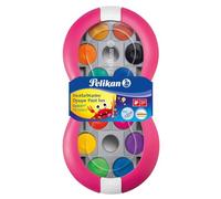Pelikan Boîte de Peinture couvrante 735 SP/24 avec 24 Couleurs et 1 Tube de Blanc Opaque (Starter Magenta avec gobelet à Eau Space + Jeu de pinceaux), A (boîte à Peinture)