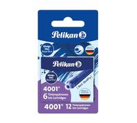 Pelikan Cartouches d'Encre 4001 Tp/6/2/B Bleu Roi Contenu: 2 Étuis à 6 Cartouches en Emballage Blister (330795)