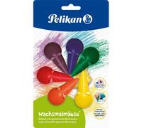 Pelikan Crayons de cire 803328 en forme de souris, 6 couleurs, rouge, 6 unités