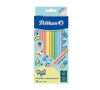 Pelikan® Crayons en bois 12 pièces pastel | Graphite 3mm | Pour dessiner Coloration Croquis Créativité DIY Coloré | Pour Les Enfants De L'Adolescent à L'école De Maternelle
