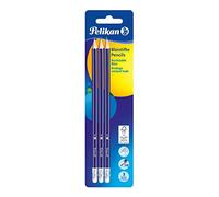 Pelikan Crayons graphites avec gommes 3 pièces HB hexagonaux