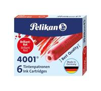 Pelikan Encre 4001 Boîte de 10 Etuis de 6 Cartouche d'encre TP/6 Rouge brillant
