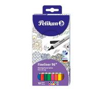 Pelikan Fineliner 96 – Étui de 10, tracé 0,4 mm, assortis (10 couleurs)