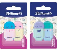 Pelikan gomme plastique Squeezy You carte blister motifs aléatoires (2 pièces)