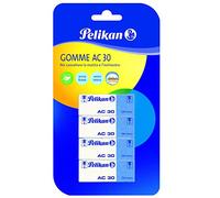 Pelikan Gommes à effacer, AC 30, blanc bleu, lot de 4 pièces, pour crayon et encre, sans latex et phtalates, fabriqué en Allemagne