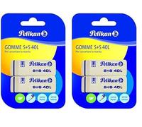 Pelikan Gommes à effacer S+S40, caoutchouc blanc doux, pour crayon en graphite, convient pour dessin technique artistique et usage scolaire, lot de 4