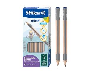 Pelikan Griffix Lot de 12 crayons triangulaires en bois - Mine B