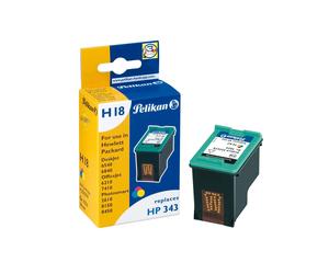 Pelikan H18 Cartouche d'Encre Pigmentée Cyan Magenta Jaune, 3x4.7ml, Compatible HP DeskJet/OfficeJet/PhotoSmart, Réf: 351579, Remplace C8766EE, Nr. 343