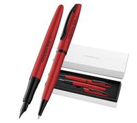 Pelikan Jazz Noble Elegance K/P36 Ensemble stylo à bille et stylo-plume avec gravure Cadeau - Stylos uniques avec nom - Cadeaux personnalisés (rouge)