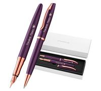 Pelikan Jazz Noble Elegance K/P36 Ensemble stylo à bille et stylo-plume avec gravure Cadeau - Stylos uniques avec nom - Cadeaux personnalisés (violet)