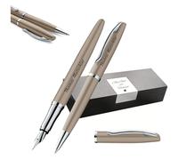 Pelikan Jazz Noble Elegance K/P36 Ensemble stylo à bille et stylo-plume avec gravure Cadeau - Stylos uniques avec nom - Cadeaux personnalisés (taupe)