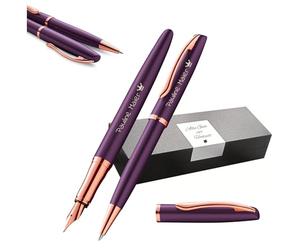 Pelikan Jazz Noble Elegance K/P36 Ensemble stylo à bille et stylo-plume avec gravure Cadeau - Stylos uniques avec nom - Cadeaux personnalisés (violet)