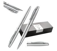 Pelikan Jazz Noble Elegance K/R36 Set d'écriture avec stylo bille et stylo roller avec gravure Cadeau - Stylos uniques avec nom - Cadeaux personnalisés (argenté)