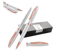 Pelikan Jazz Noble Elegance K/R36 Set d'écriture avec stylo bille et stylo roller avec gravure Cadeau - Stylos uniques avec nom - Cadeaux personnalisés (blanc nacré)