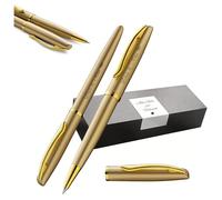 Pelikan Jazz Noble Elegance K/R36 Set d'écriture avec stylo bille et stylo roller avec gravure Cadeau - Stylos uniques avec nom - Cadeaux personnalisés (doré jaune)