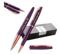 Pelikan Jazz Noble Elegance K/R36 Set d'écriture avec stylo bille et stylo roller avec gravure Cadeau - Stylos uniques avec nom - Cadeaux personnalisés (violet)