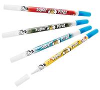Pelikan Lot De 10 Effaceurs Double Pointe Super Pirat 850fp Pte Fine Réécrit En Bleu Corps Coloris Aléatoire