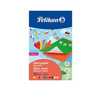 Pelikan Lot de 10 Feuilles de papier brillant gommé 30 x 18 cm Couleurs Assorties