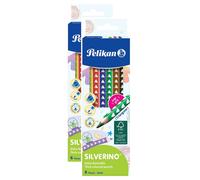 Pelikan Lot De 2 6 Crayons De Couleur Silverino Triangulaire, Épais 5mm,En Bois Fsc