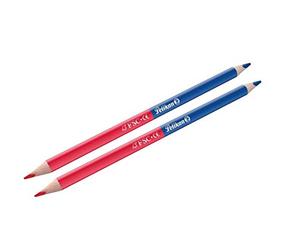 Pelikan Lot de 2 crayons de couleur, fins, triangles, bicolore : rouge et bleu